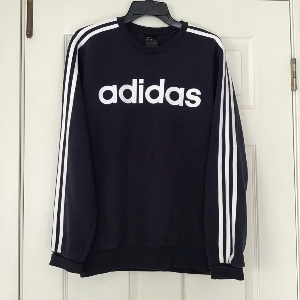 Adidas Navy & White Fleece Crewneck